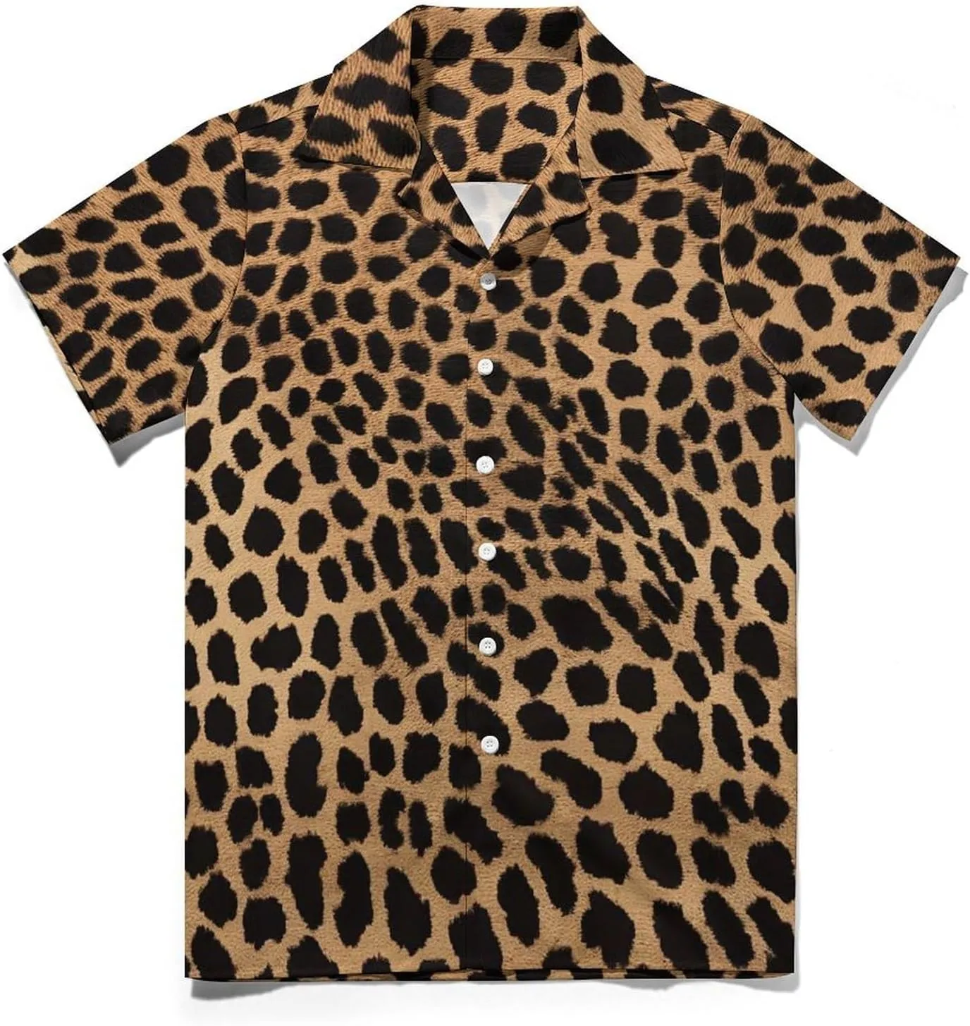 Leopard Print Print Cuban Collar Shirt Classic Design for Comfort and Style