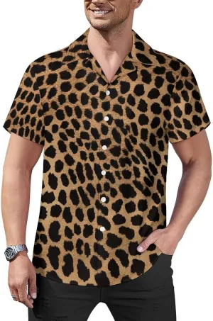 Leopard Print Print Cuban Collar Shirt Classic Design for Comfort and Style