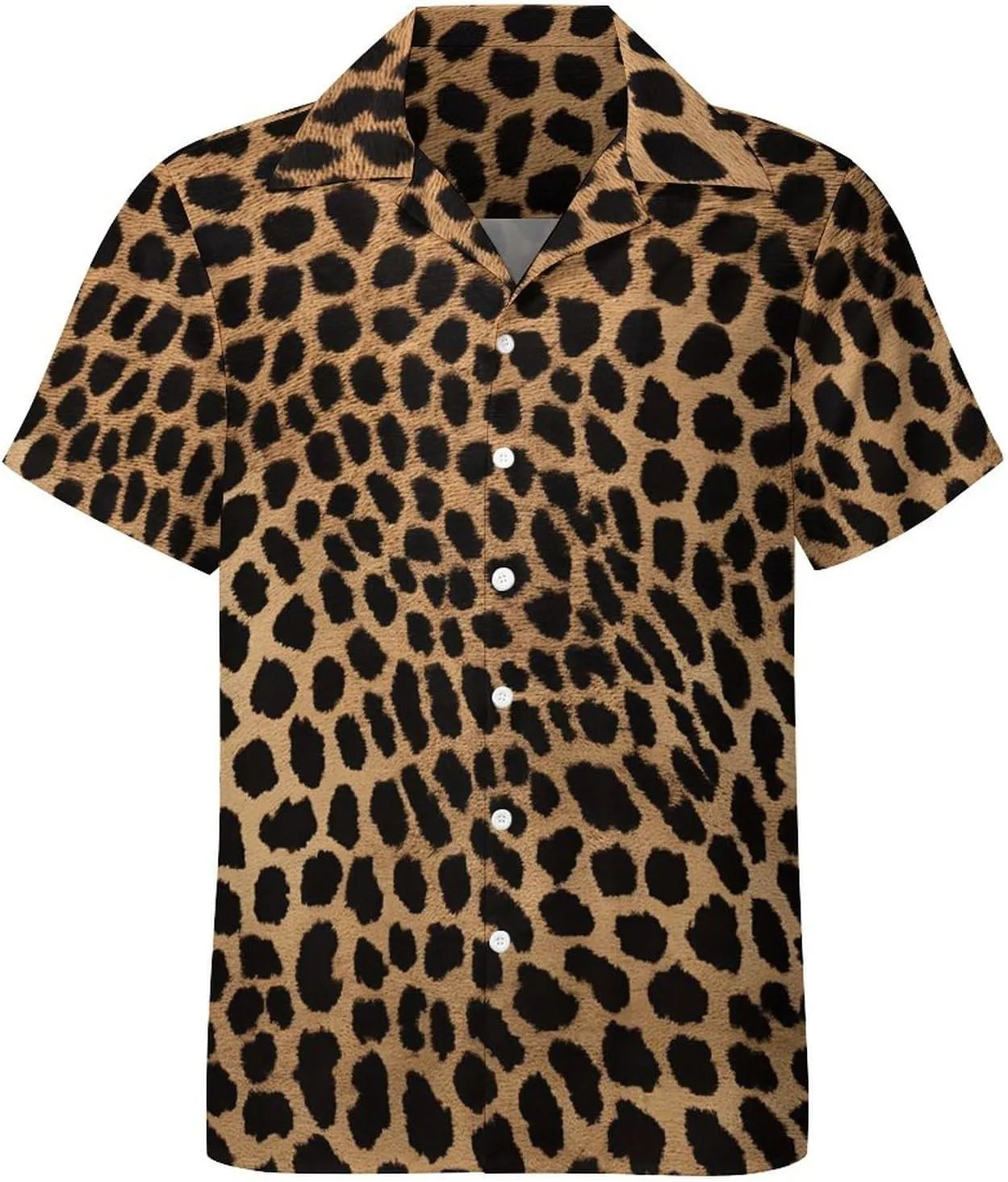 Leopard Print Print Cuban Collar Shirt Classic Design for Comfort and Style