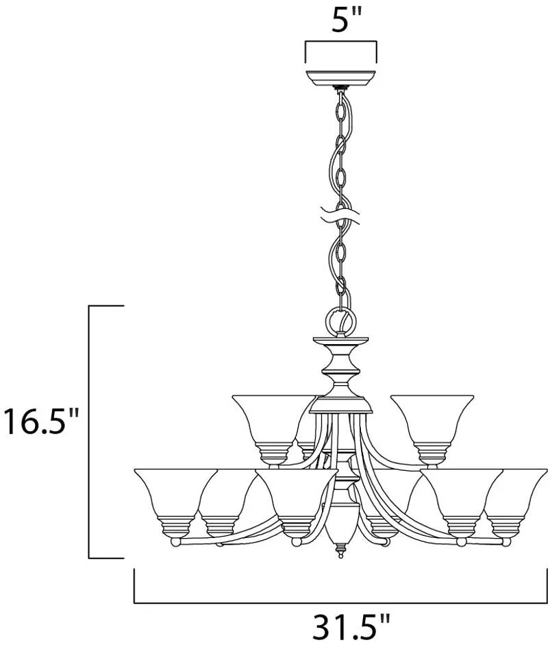 Malaga 31.5" x 16.5" Multi-Tier Chandelier with 9 Lights (with Marble Glass Finish)