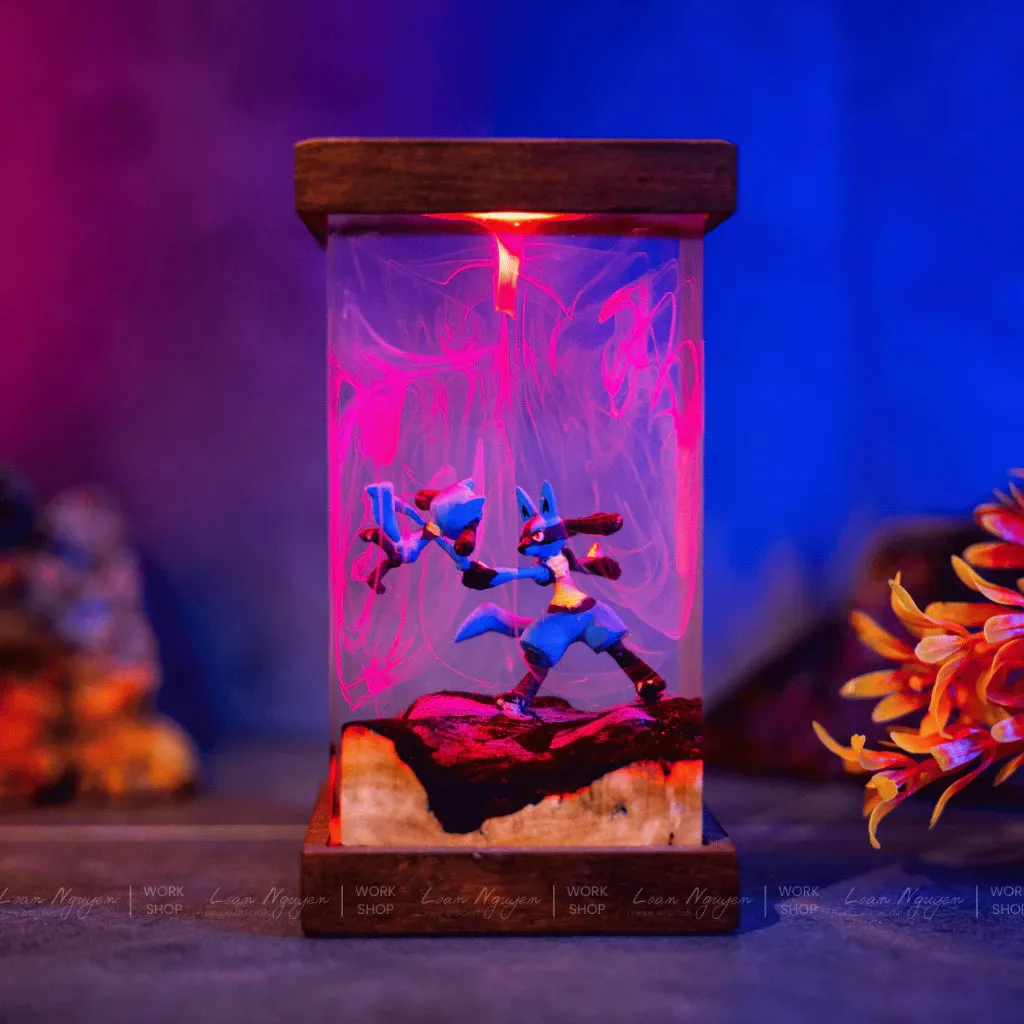 Mega Lucario Pokemon Night Light, Desk Decoration, Bedroom, Handcrafted, Perfect for Gifting