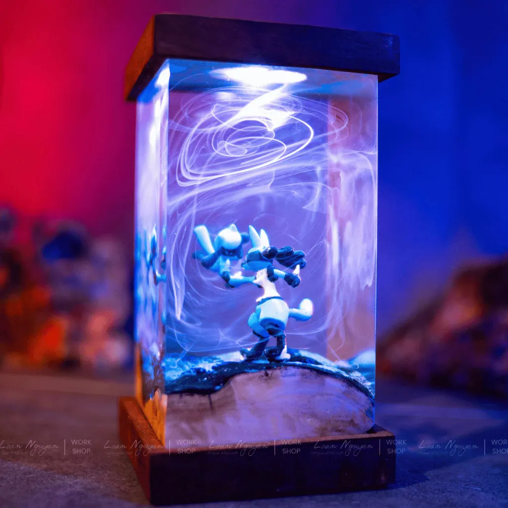 Mega Lucario Pokemon Night Light, Desk Decoration, Bedroom, Handcrafted, Perfect for Gifting