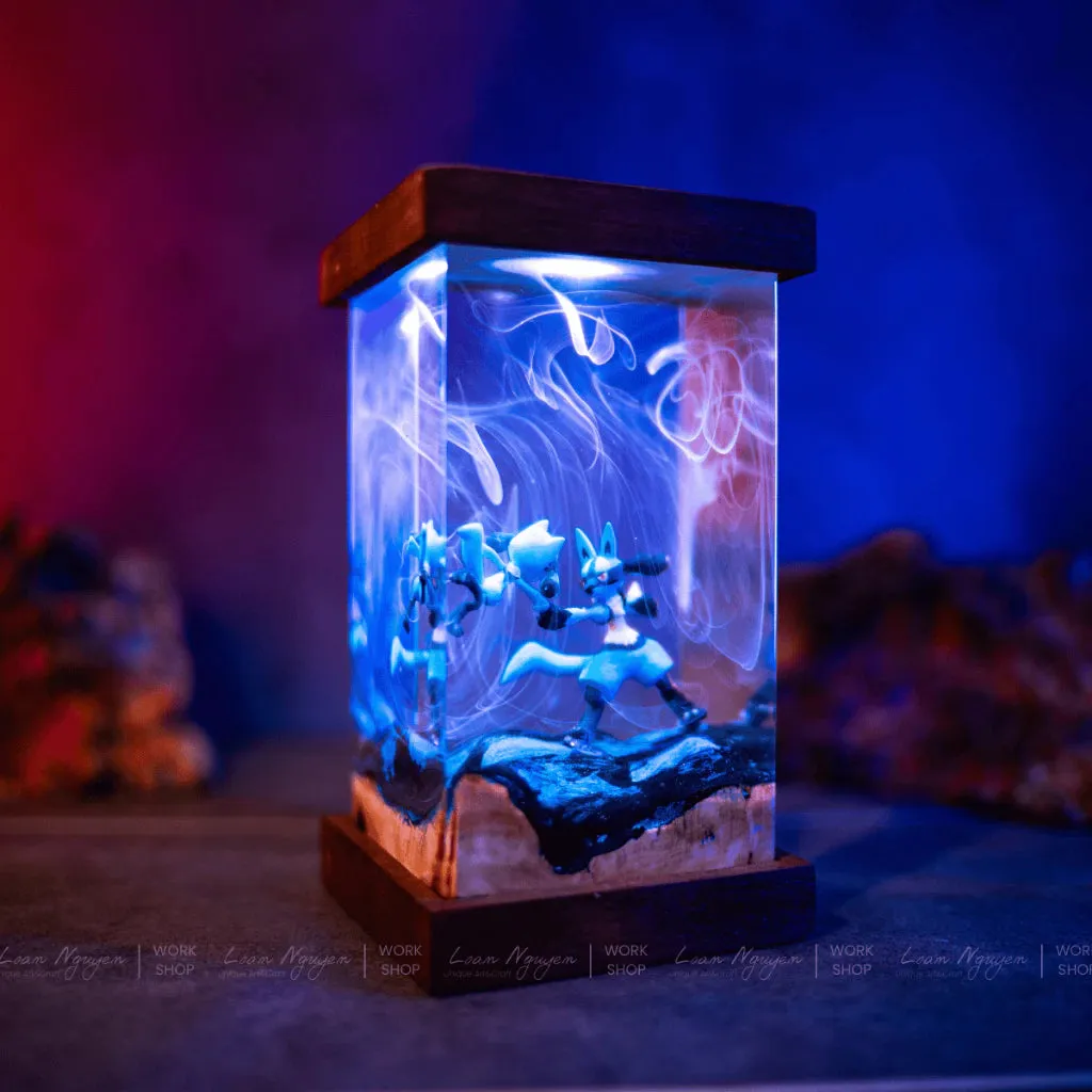Mega Lucario Pokemon Night Light, Desk Decoration, Bedroom, Handcrafted, Perfect for Gifting