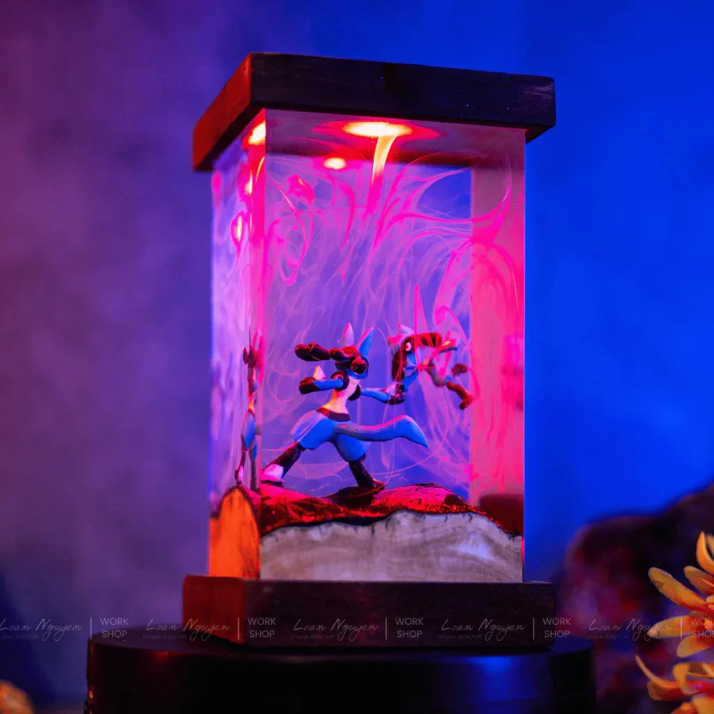 Mega Lucario Pokemon Night Light, Desk Decoration, Bedroom, Handcrafted, Perfect for Gifting