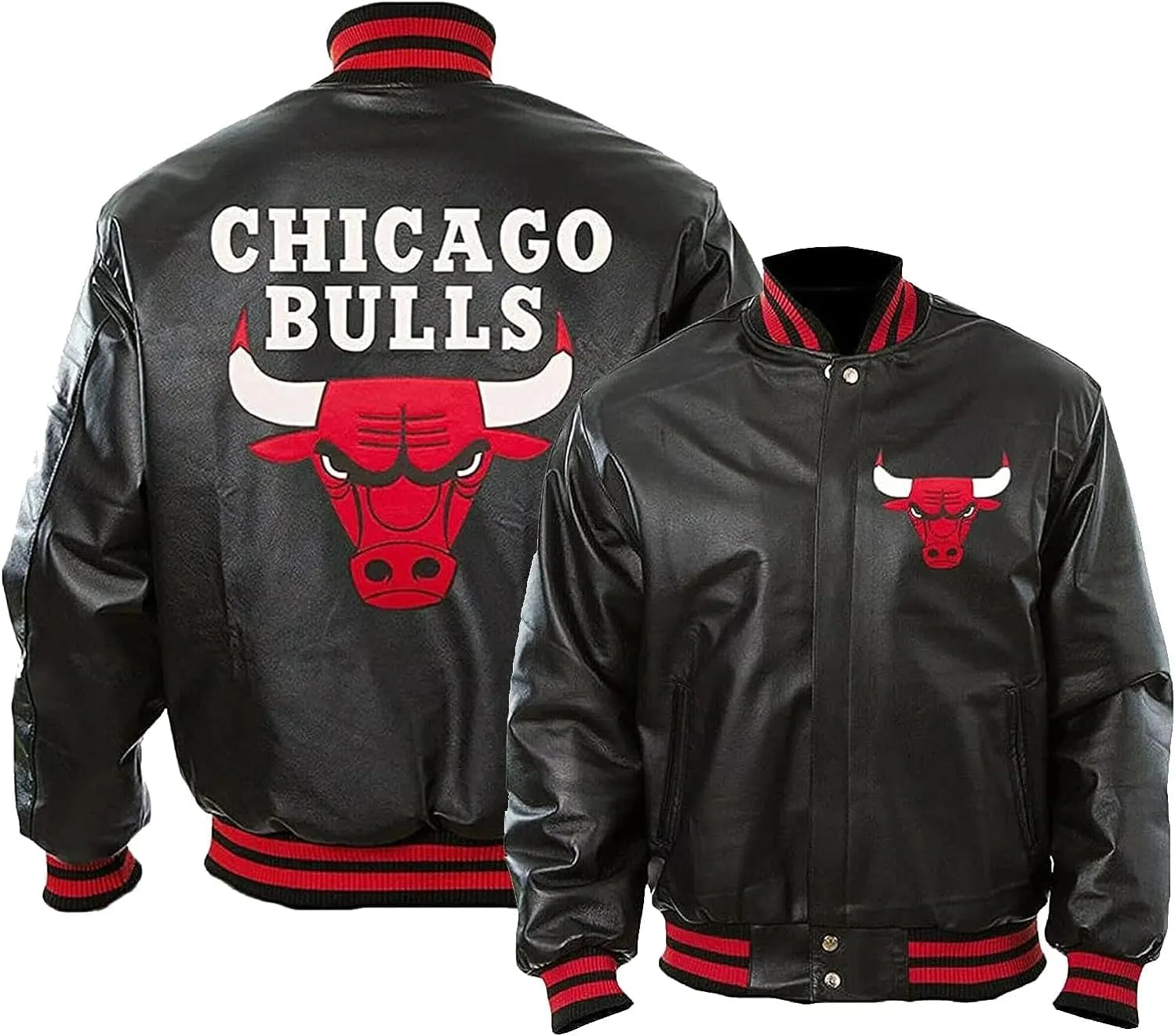 Mens Chicago Vintage Bomber Jacket | National Basketball Varsity Bomber Style Bull Logo Jacket for Men.