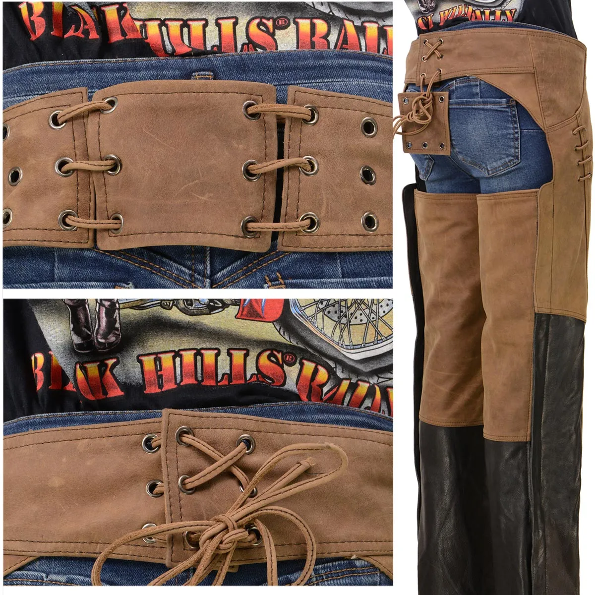 Milwaukee Leather MLL6504 Women's 2-Tone Beige with Black Motorcycle
