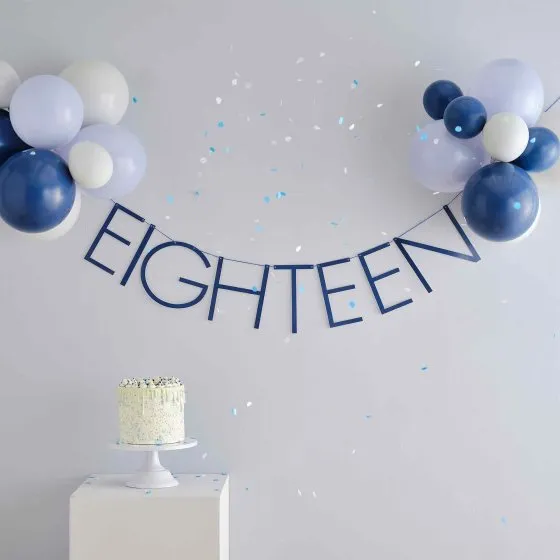 Mix It Up Blue 18 Milestone Balloon Bunting FSC