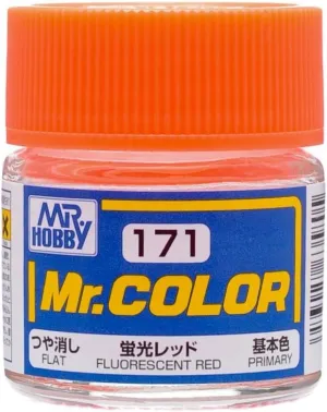 Mr. Hobby C171 Mr. Color Flat Fluorescent Red Lacquer Paint 10ml