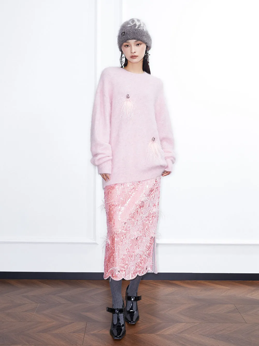 MUKZIN Linglong "Playing Fish" Embroidered Knitted Sweater