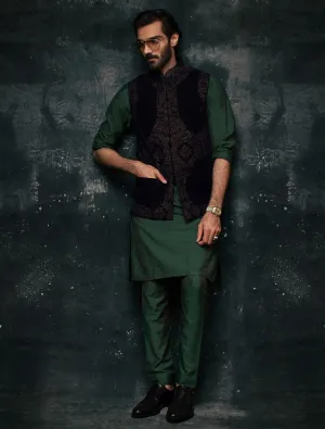 NAVY BLUE VELVET WAISTCOAT