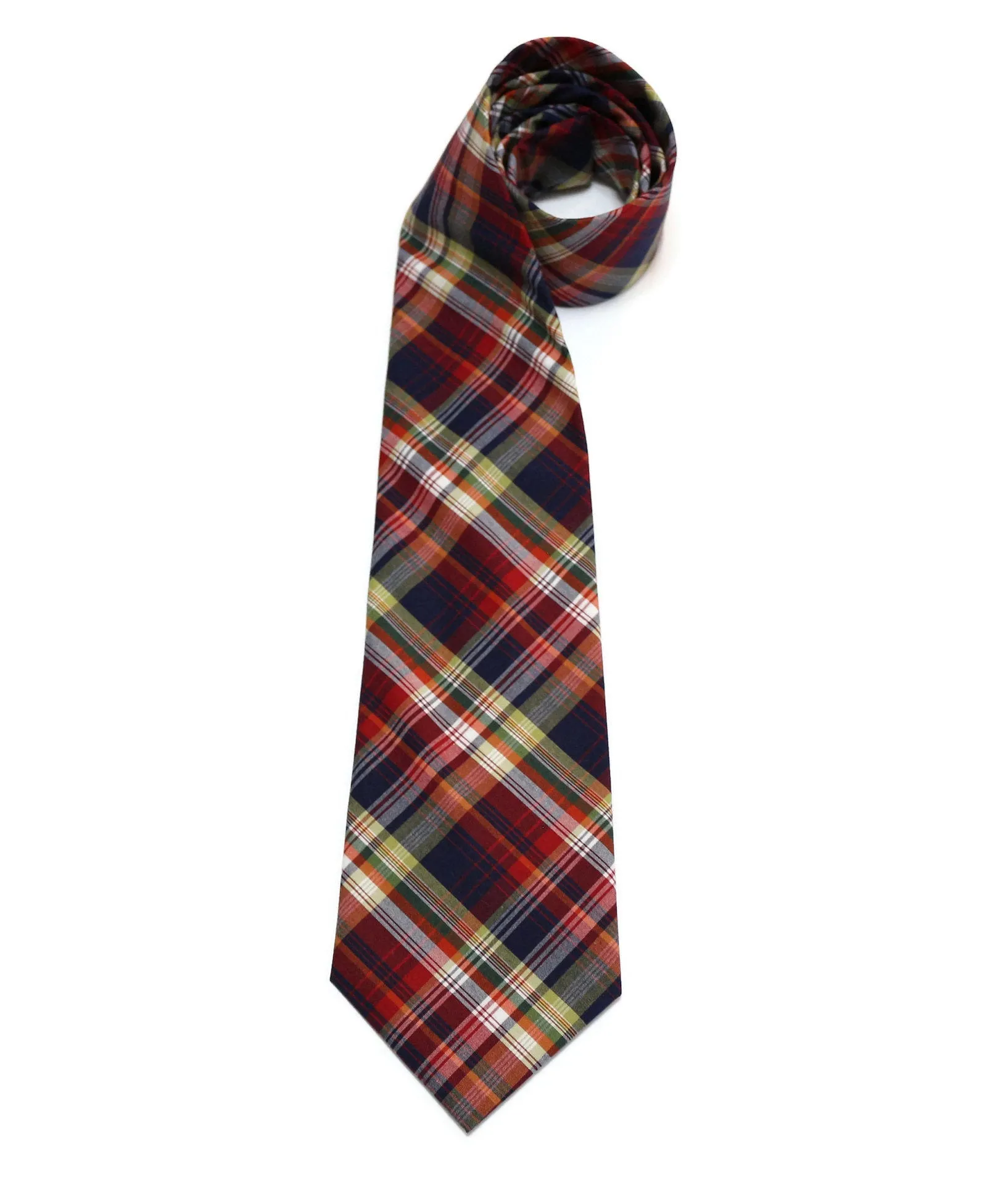 Navy Multi Color Plaid Necktie