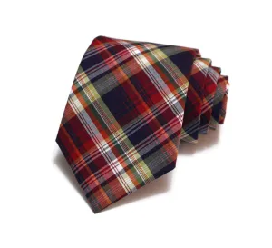 Navy Multi Color Plaid Necktie