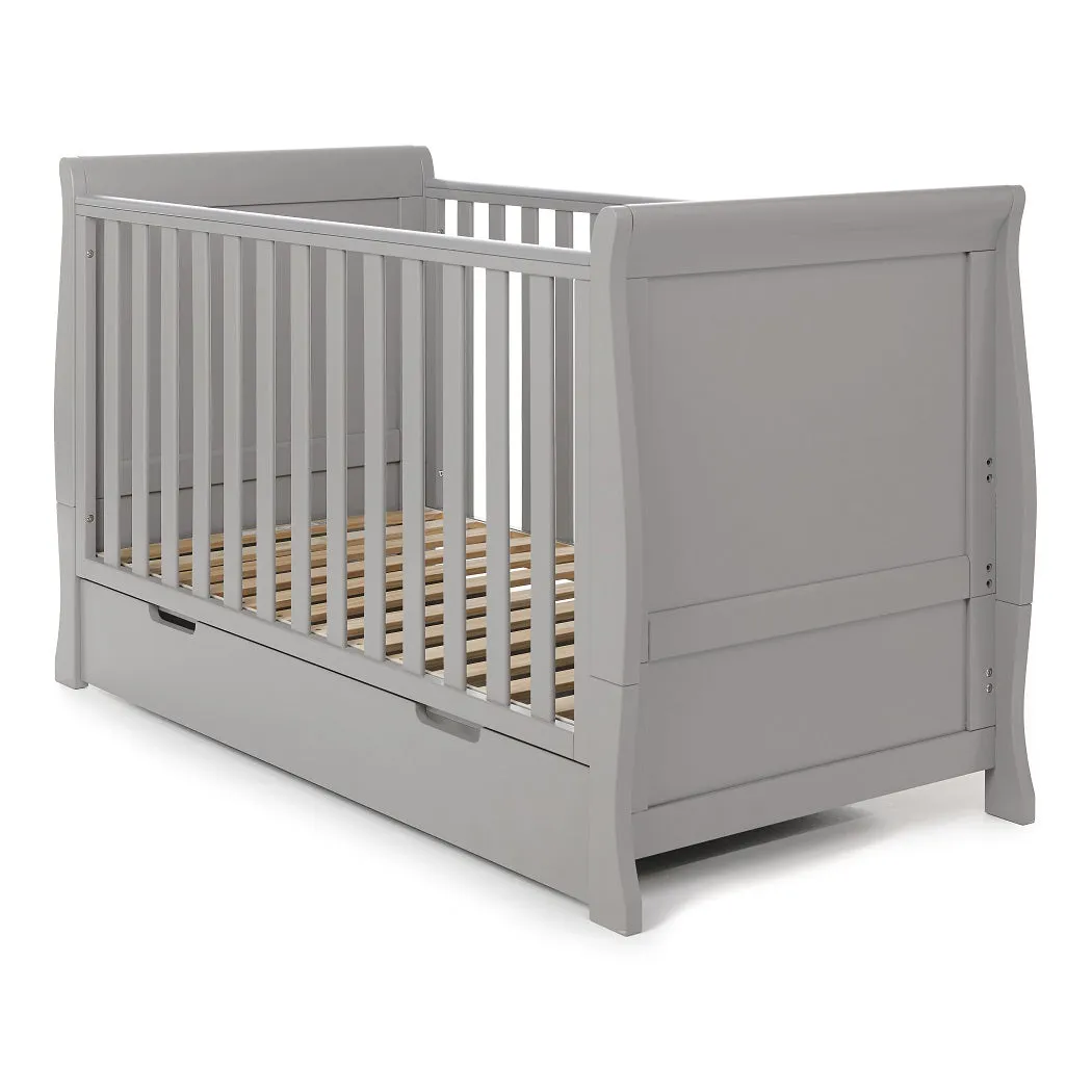 Obaby Stamford Sleigh Cot Bed & Drawer (Warm Grey)
