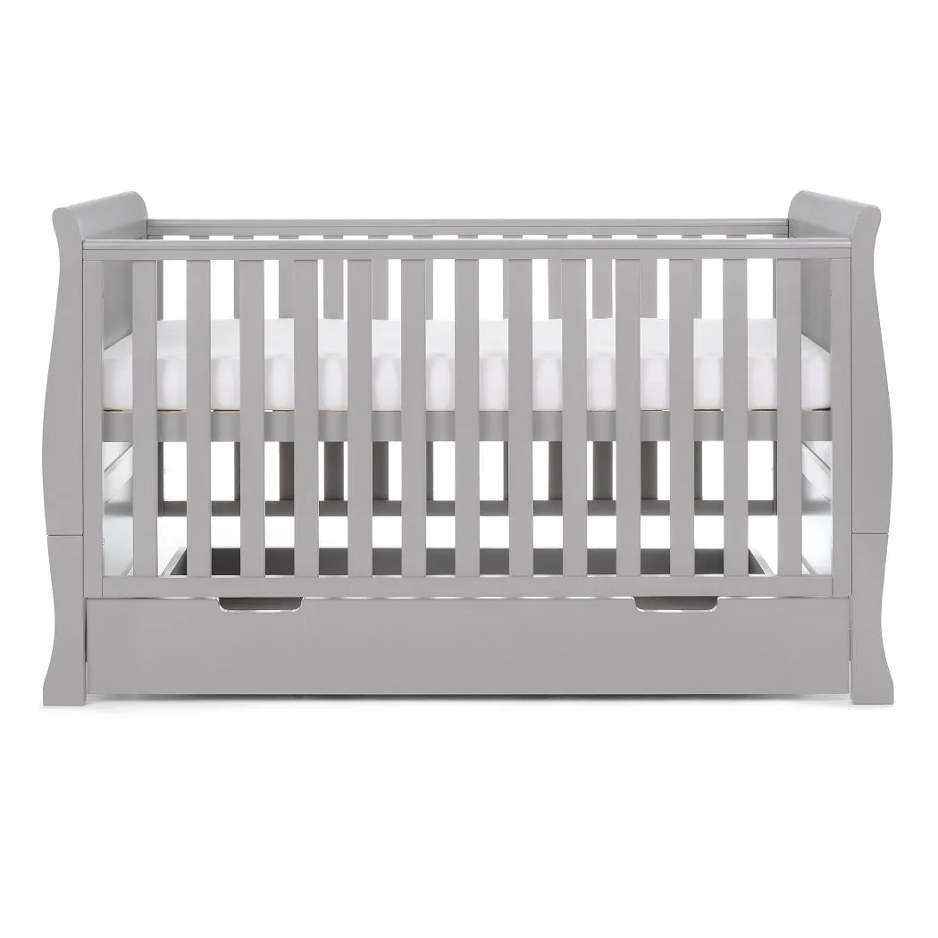 Obaby Stamford Sleigh Cot Bed & Drawer (Warm Grey)