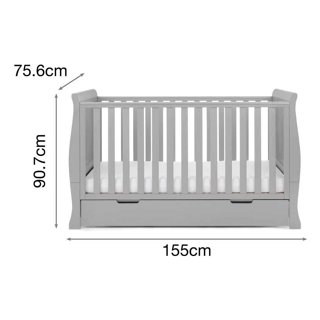 Obaby Stamford Sleigh Cot Bed & Drawer (Warm Grey)