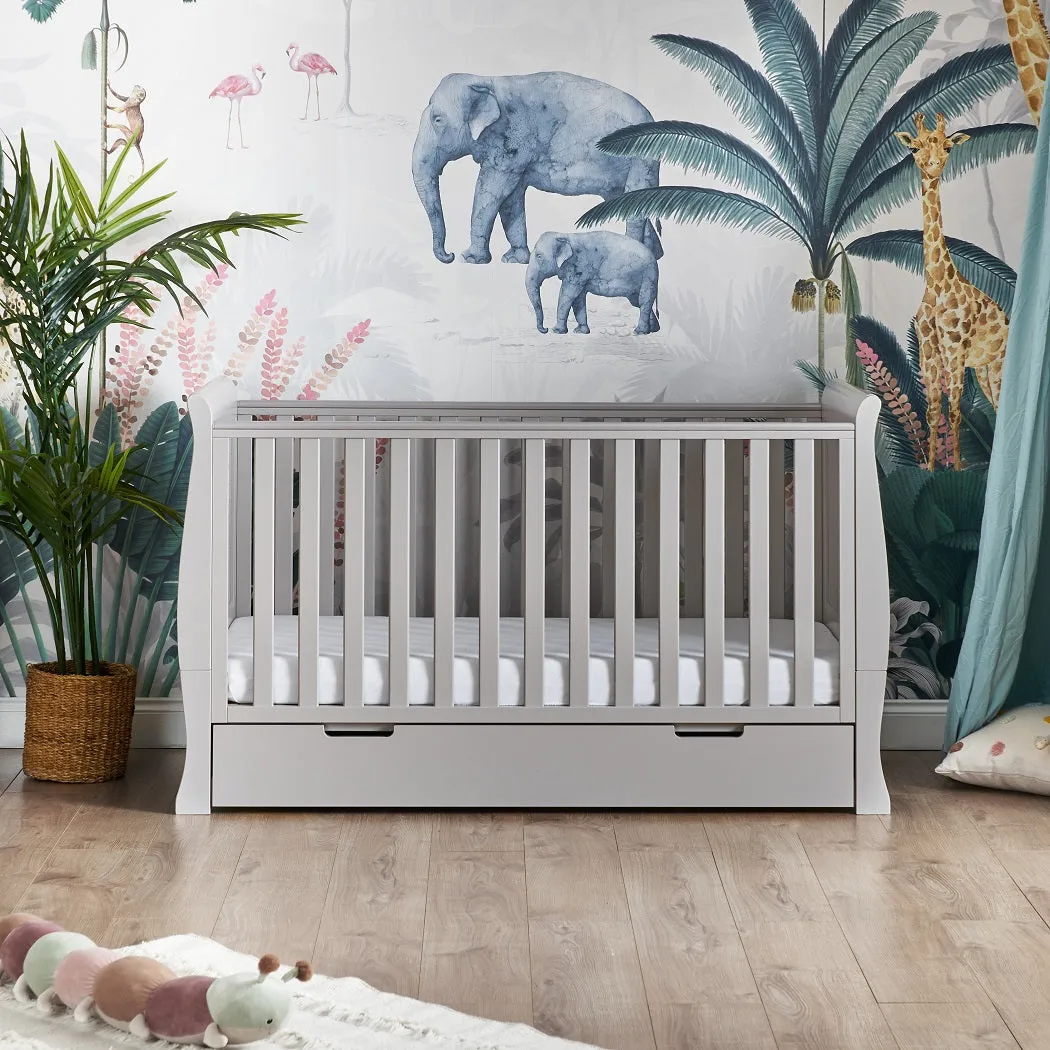 Obaby Stamford Sleigh Cot Bed & Drawer (Warm Grey)