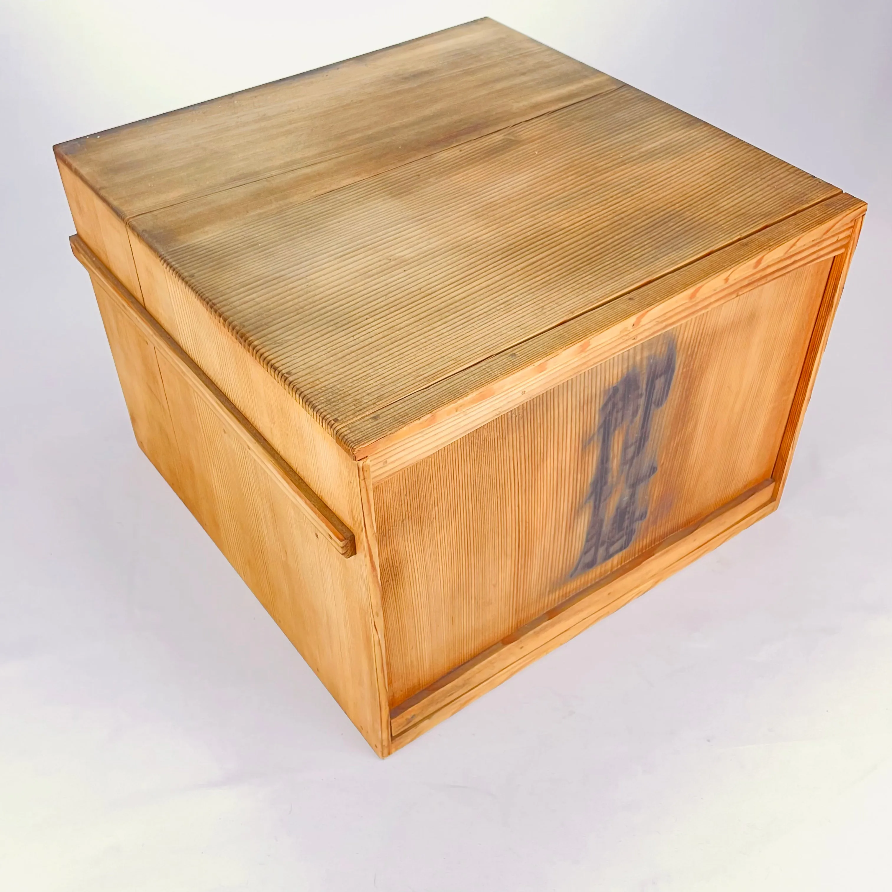 Pair of Antique Taisho Era C1920 Japanese Wood & Lacquer Settings w/ Trays and Storage Box