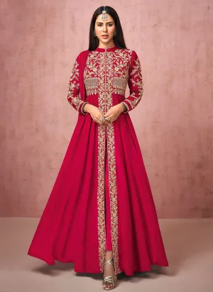 Pant Style Hot Pink Slit Style Anarkali Featuring Sonam Bajwa