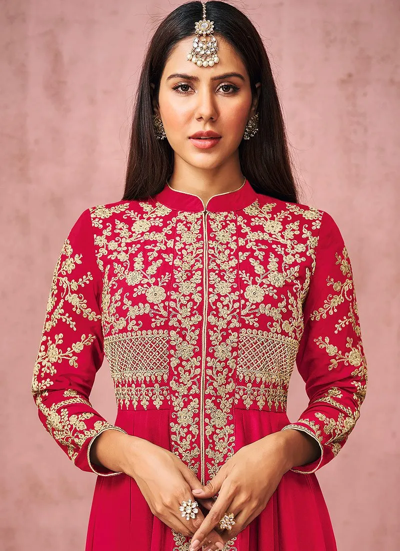 Pant Style Hot Pink Slit Style Anarkali Featuring Sonam Bajwa