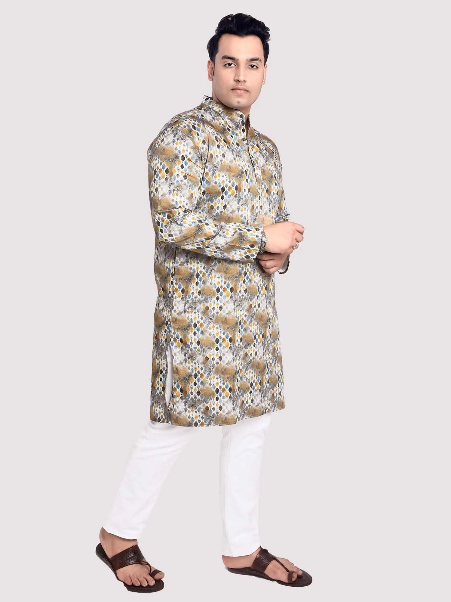 Pastel Dreams Digital Printed Kurta Men's Plus Size