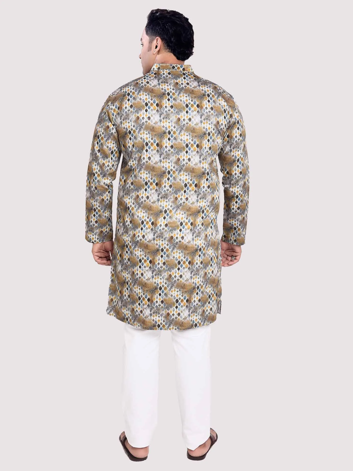 Pastel Dreams Digital Printed Kurta Men's Plus Size