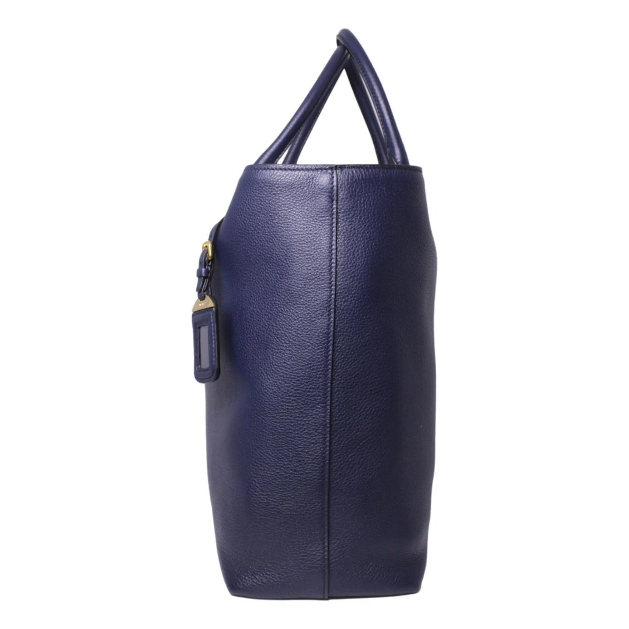 Prada Navy Blue Vitello Phenix Leather Shopping Tote