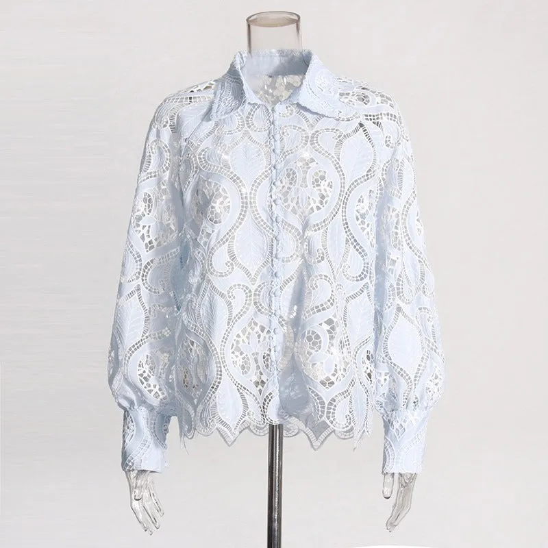 Pre Order:  Embroidered Hollow Single Breasted Shirt