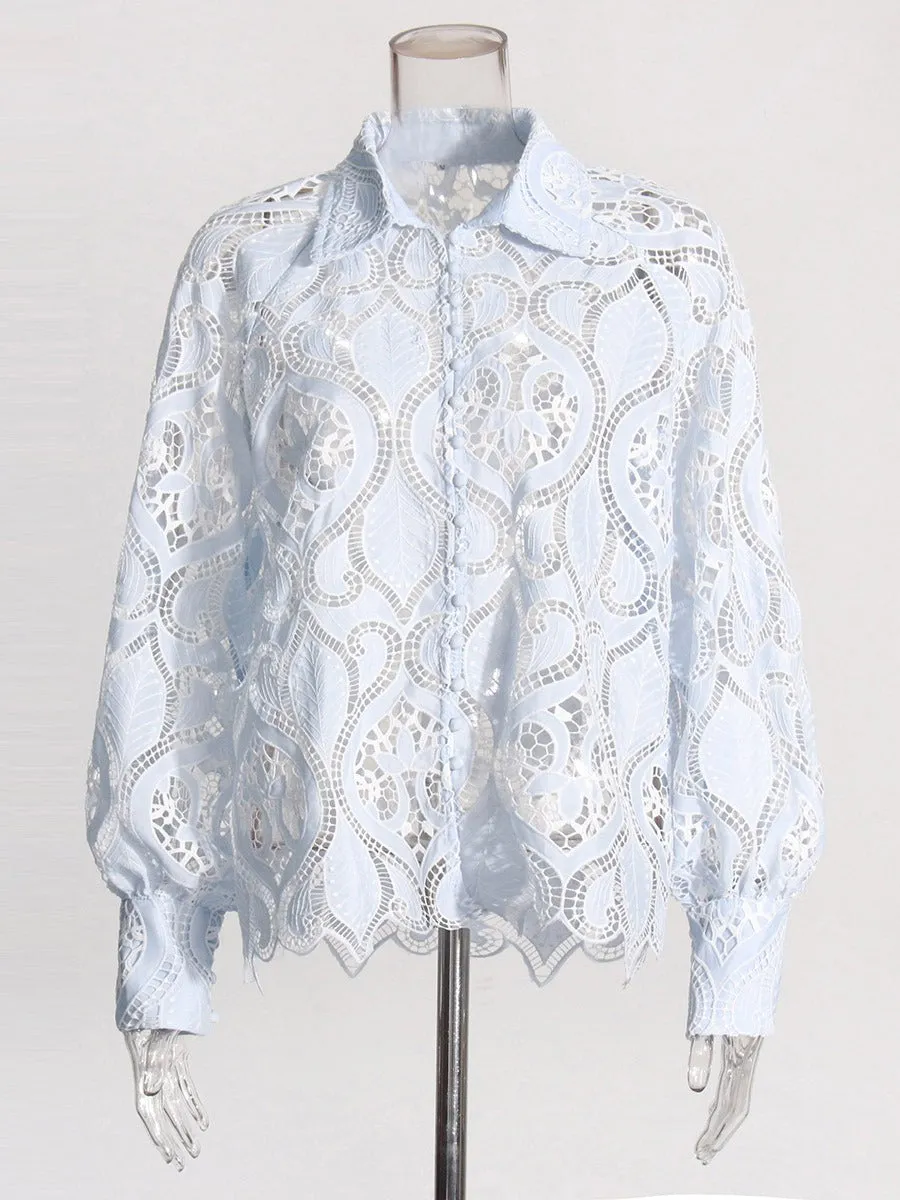 Pre Order:  Embroidered Hollow Single Breasted Shirt