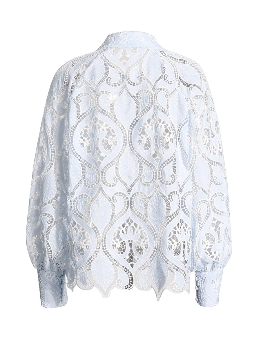 Pre Order:  Embroidered Hollow Single Breasted Shirt