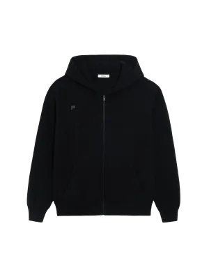 Recycled Cashmere Zipped Hoodie—black