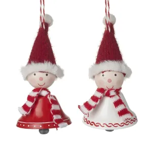 Red & White Bell Girls Hanging Decoration
