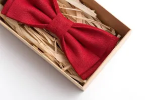 Red Bow Tie - Timeless Elegance in Natural Baltic Linen