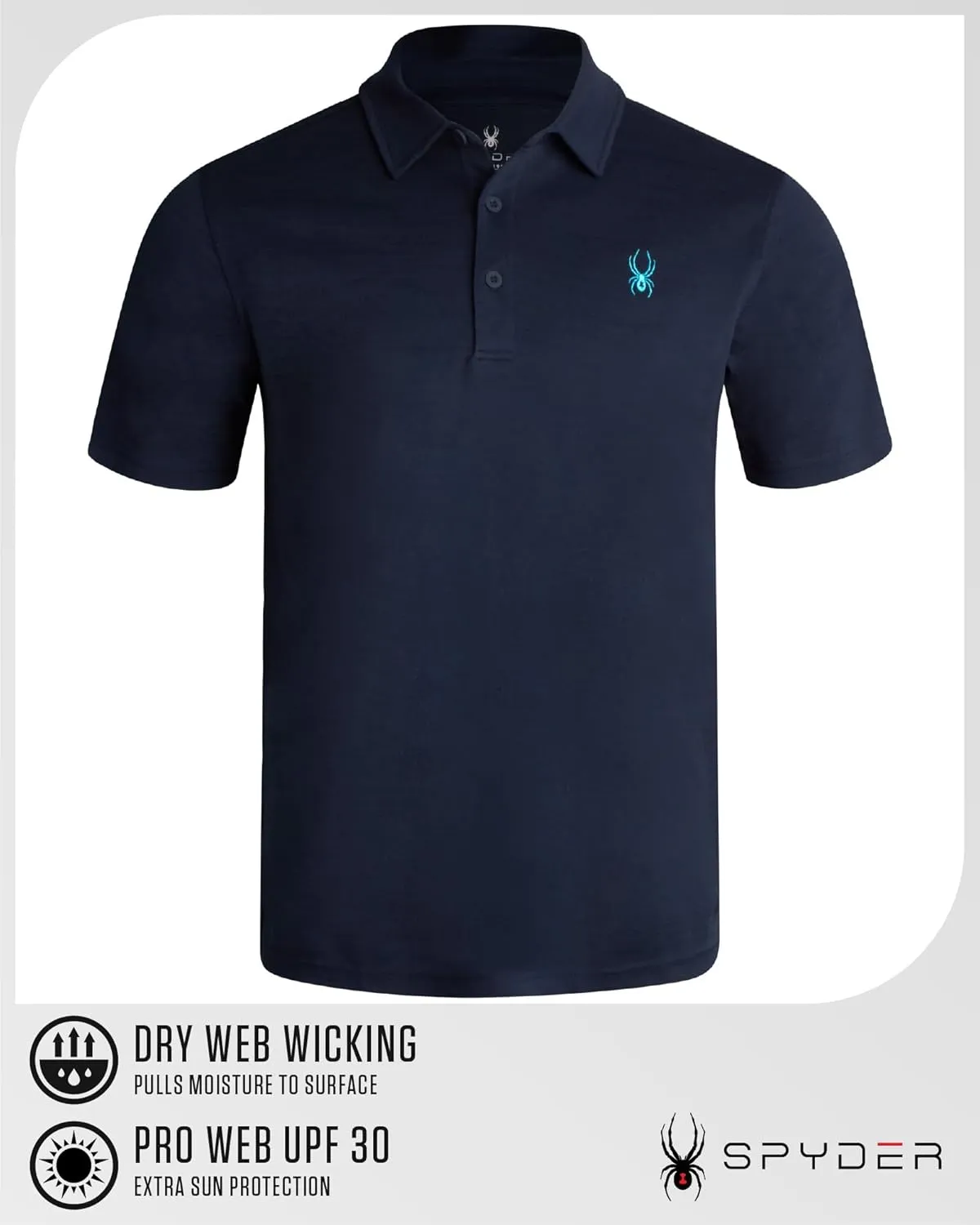 Spyder Mens Performance Polo Shirt - UPF 30  Moisture Wicking Quick Dry Golf Polo - Athletic Polo Shirts for Men (Size: S-XL)