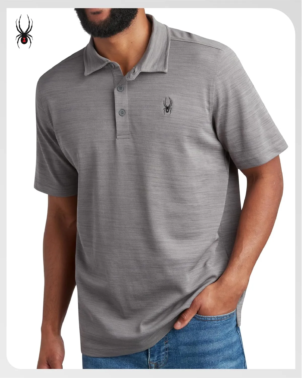 Spyder Mens Performance Polo Shirt - UPF 30  Moisture Wicking Quick Dry Golf Polo - Athletic Polo Shirts for Men (Size: S-XL)
