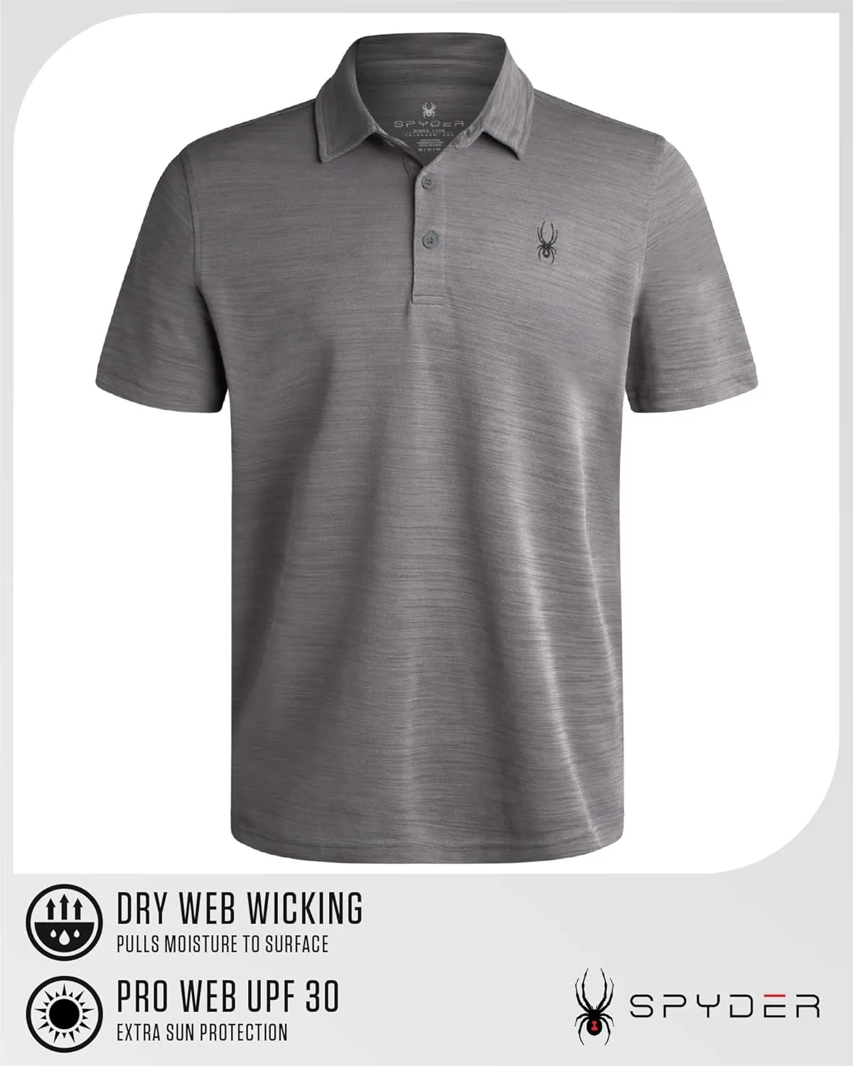 Spyder Mens Performance Polo Shirt - UPF 30  Moisture Wicking Quick Dry Golf Polo - Athletic Polo Shirts for Men (Size: S-XL)