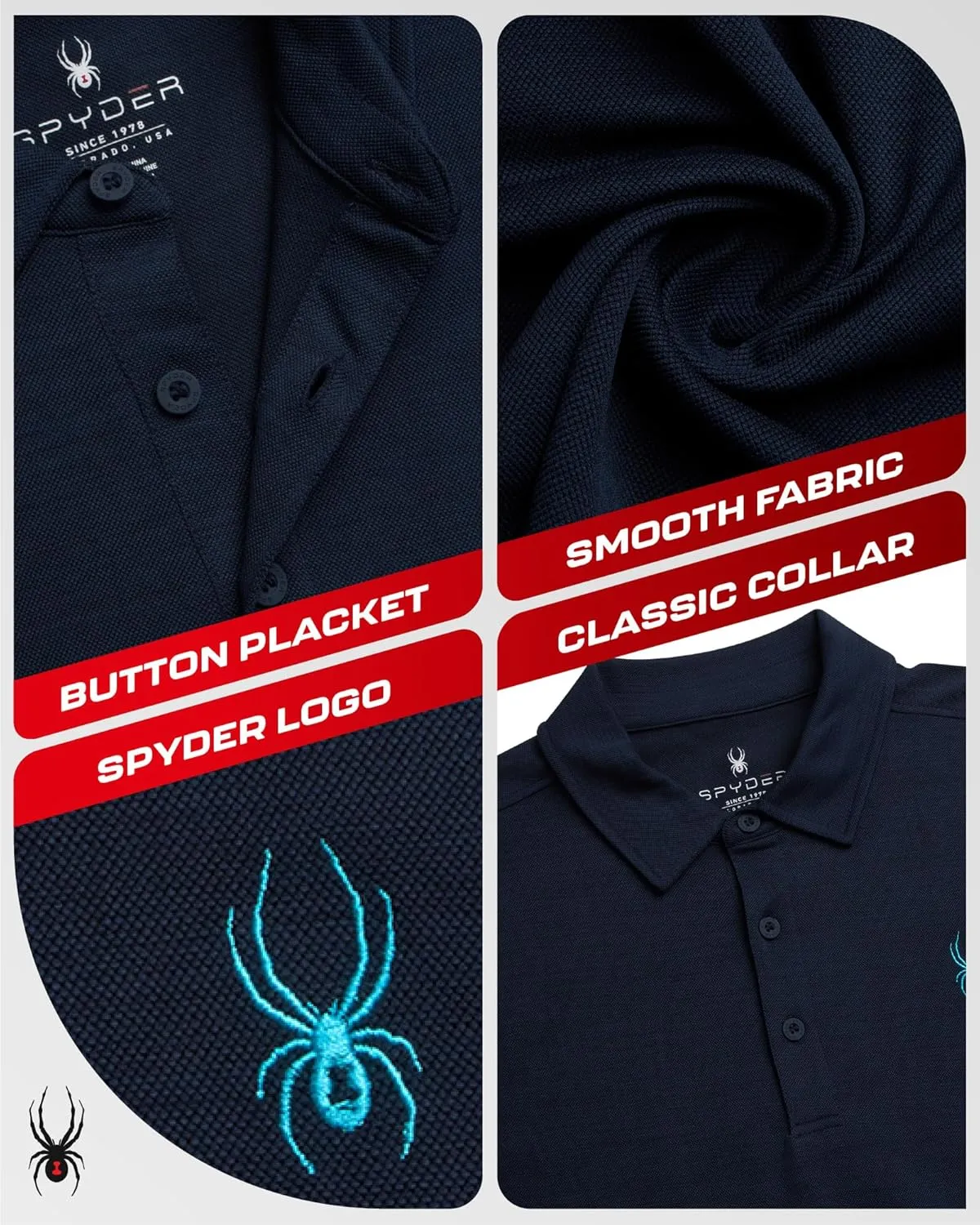 Spyder Mens Performance Polo Shirt - UPF 30  Moisture Wicking Quick Dry Golf Polo - Athletic Polo Shirts for Men (Size: S-XL)