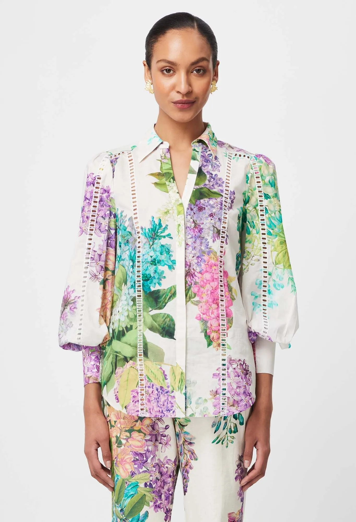 SWANSON EMBROIDERED COTTON VOILE SHIRT | Wisteria Alba