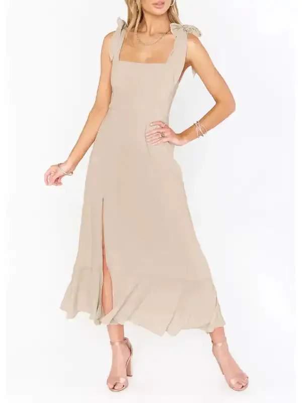 Women’s Elegant and Fashionable Commuter Slit French High-end Sense Dress