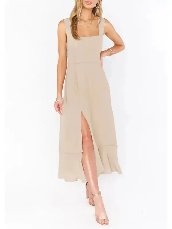 Women’s Elegant and Fashionable Commuter Slit French High-end Sense Dress