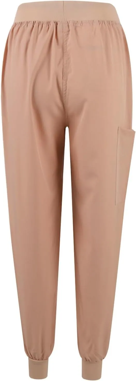 Women's V-Neck Stretch Fit Scrub Top & Jogger Scrubs Pants Multi Pocket Medical Nurse Uniforms Set