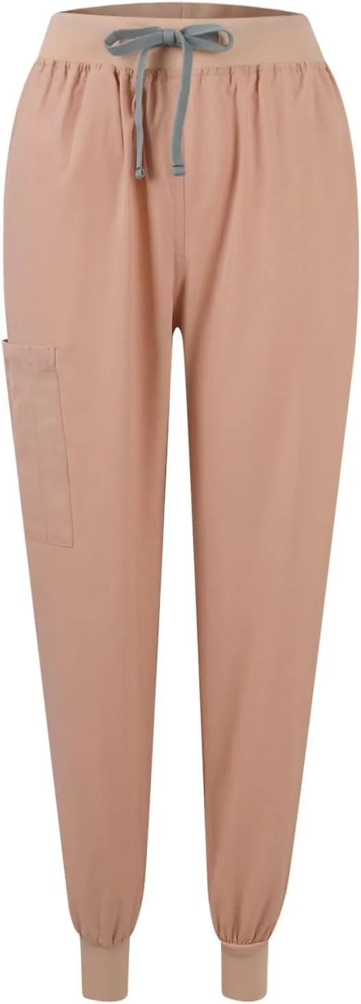 Women's V-Neck Stretch Fit Scrub Top & Jogger Scrubs Pants Multi Pocket Medical Nurse Uniforms Set