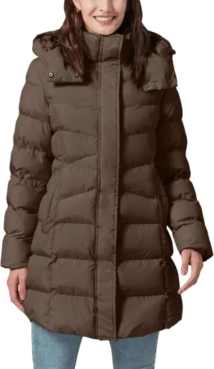 Women's Winter Warm Long Puffer Jacket Detachable Hood Quilted Thicken Coats