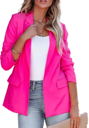 Womens Work Blazer Business Casual 3/4 Sleeve Tops Office Shirts Slim Fit Suit Jacket Fall Blouses Casual Outerwears
