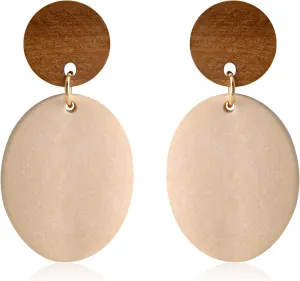 Wood Boho Earrings for Women Brown and Beige Lightweight Wooden Dangle Earrings Bohemian Style for Beach or Vacation